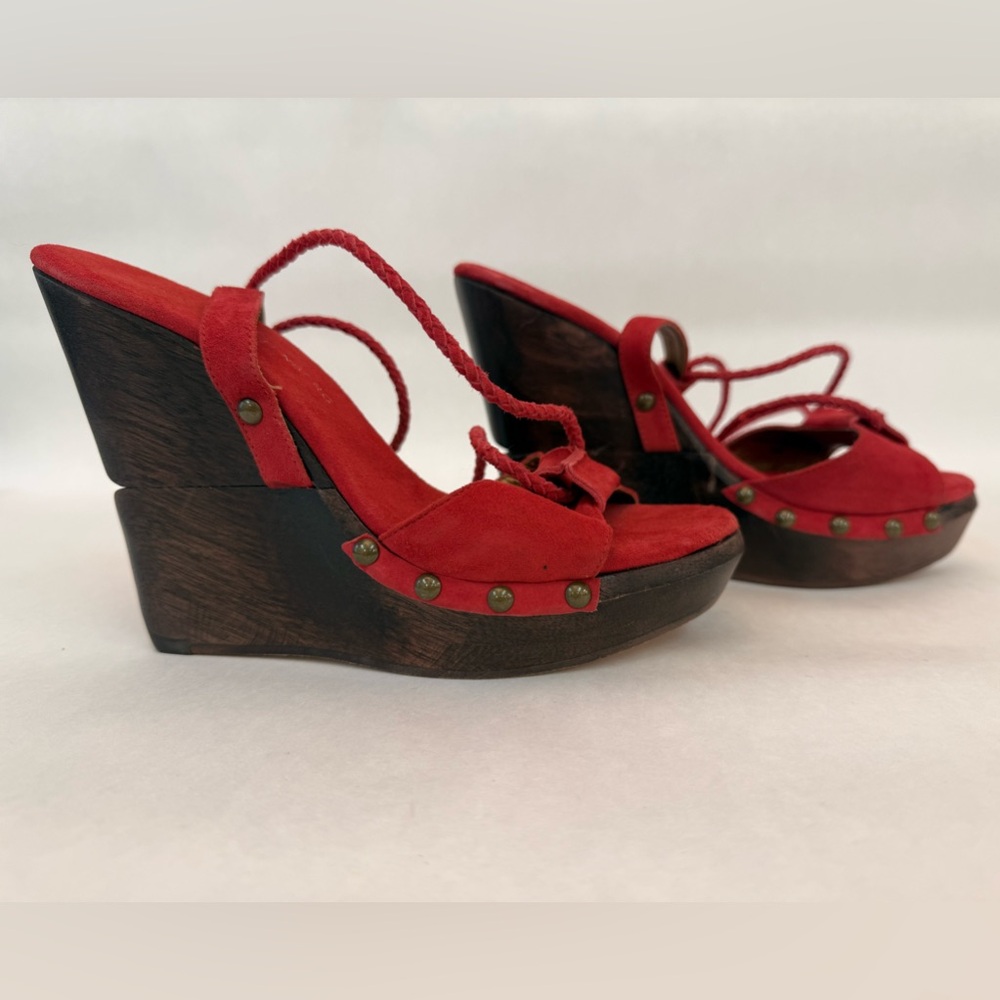 Diane Von Furstenberg Scarlet Wedge Sandals